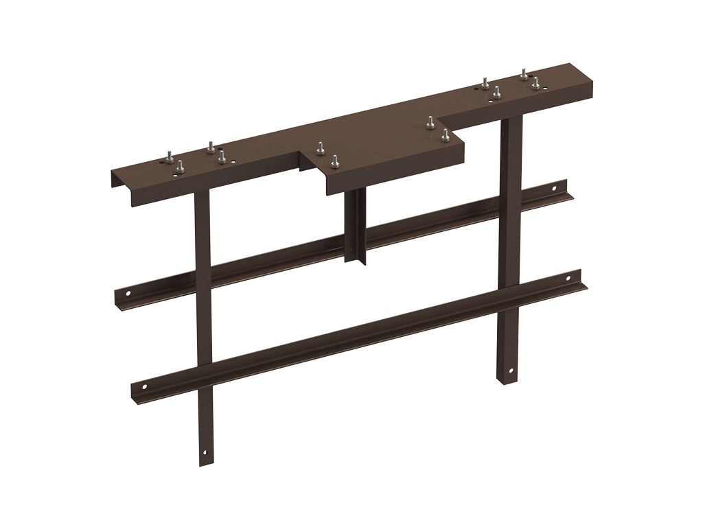 Рама стандартная ОЯ (основание, якорь) под бетонирование для установки сдвижных ворот рядом с уже имеющимся прочным сооружением, позволяющим закрепить верхние поддерживающие ролики и ловители.